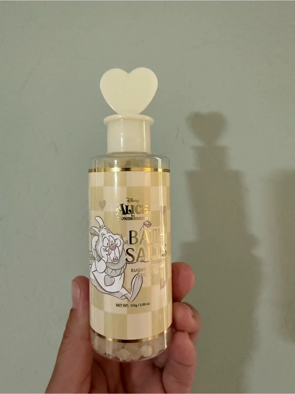 Disney Alice in Wonderland Cream & Gold Bath Salts with Heart Cap